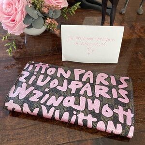 Louis Vuitton Damier Ébene Brazza Wallet Custom Painted